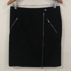 Banana Republic Women 10 Skirt Black Pencil Mini Asymmetrical Zipper Goth Punk